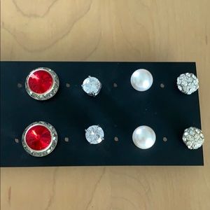 Dimond, pearl, ruby, etc costume earring bundle
